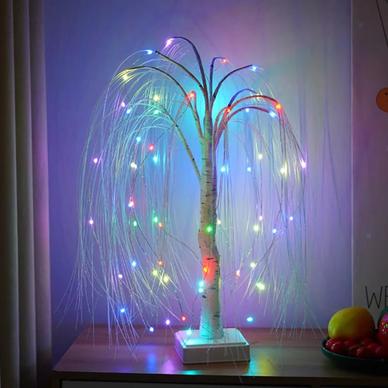 

Color Changing LED Willow NIght Light with Remote Table Lamp for Bedroom Wedding Christmas Indoor Living Room Decoration Lights