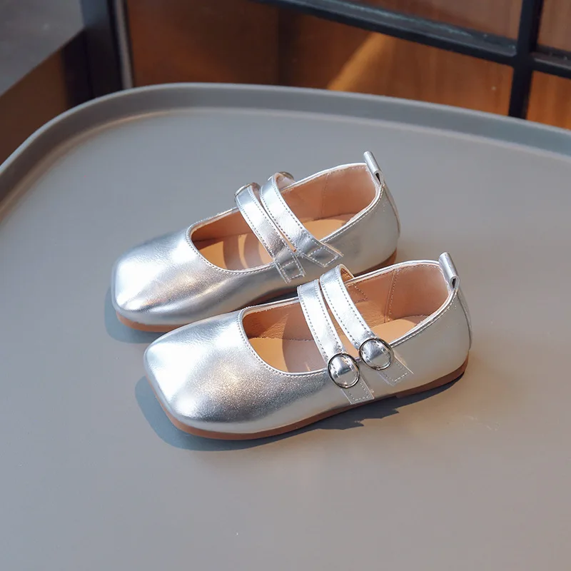 Leather Kids Shoes Summer Fashion Silver Gold Casual