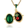 Enamel HandMade Jewelry Can Open Brass Vintage Egg Pendant Crystal Necklace Gift To Women Girls Apple Inside Christmas 3