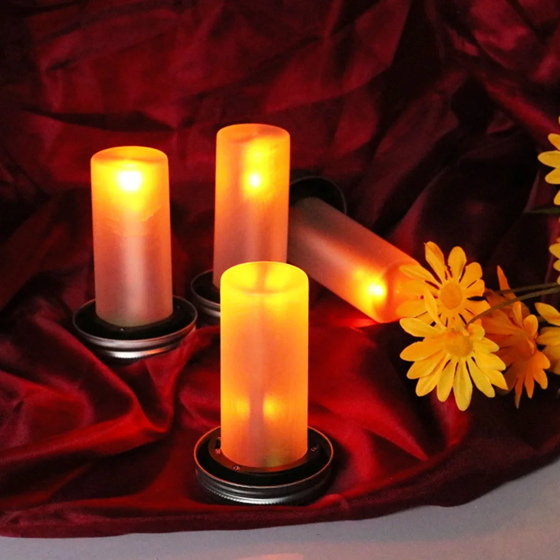 4Pcs Solar LED Mason Jar Lit Light Torch Flame Warm LED Garden Outdoor Solar Bottle Lamp Candle Lantern Decoration solar led bottle lamp