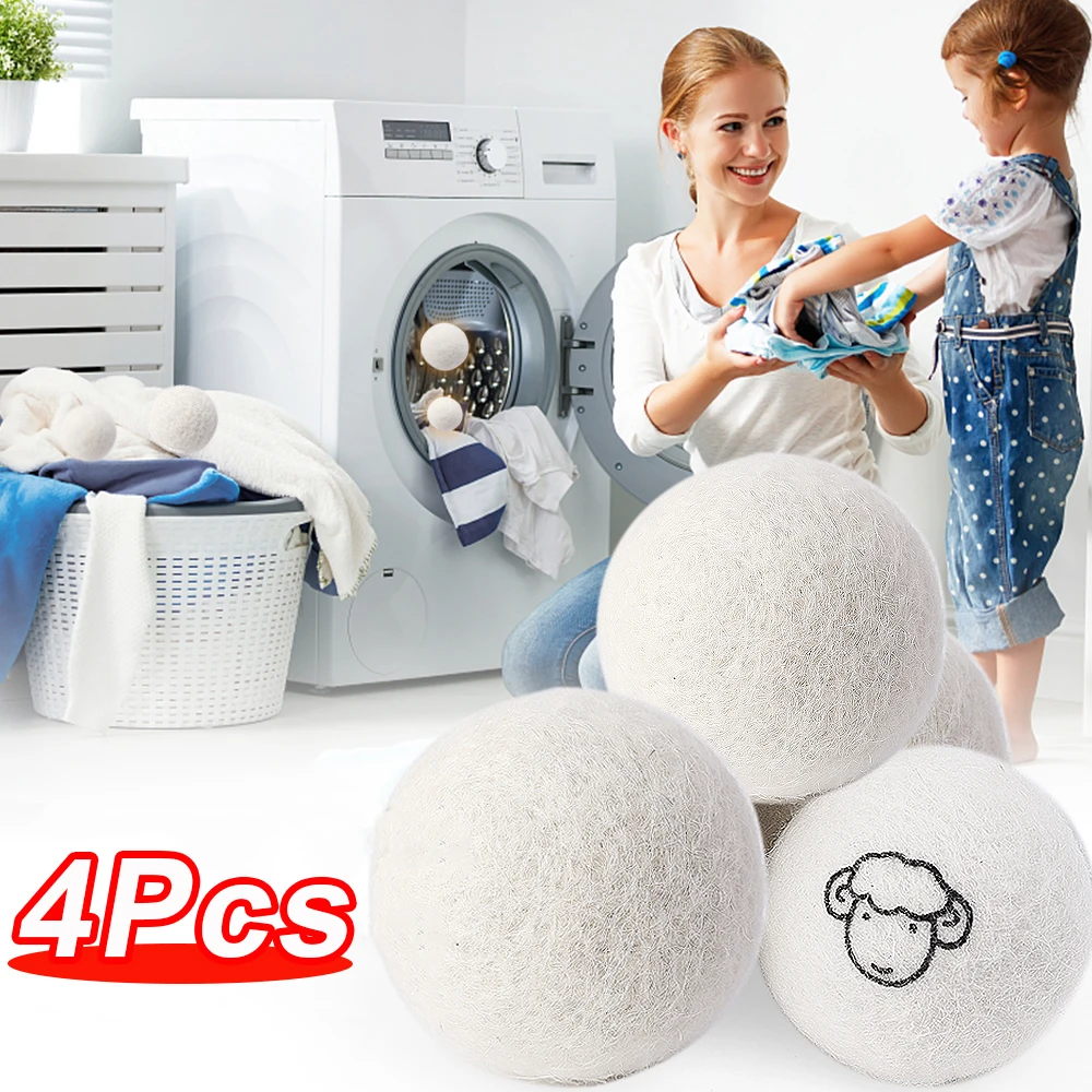 

4/1Pcs Reusable Wool Dryer Ball Useful Softener Laundry Washing Clothes Fleece Dryer Balls Household Washing Machine Accessories