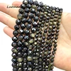 6 8 10MM Natural Stone AAA Golden Obsidian Faceted Round Spacer Beads for Jewelry Making Diy Bracelet Charms Accessories 1
