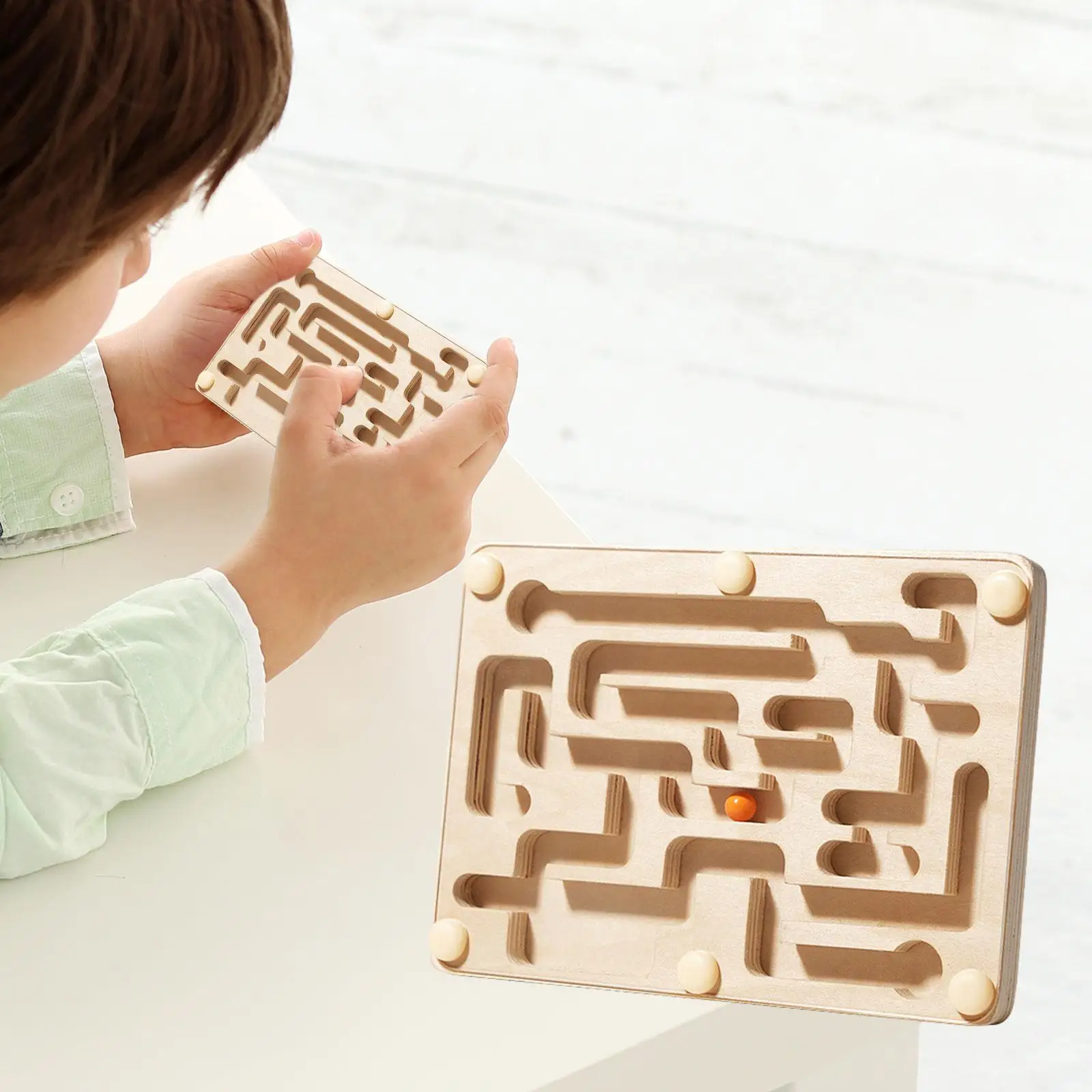 

Wooden Labyrinth Board Game Traditional Game Preschool Puzzle Logical Game Educational Marble Maze for Kids Adults Boys Girls