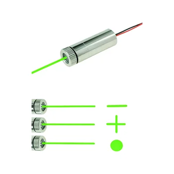그린 포인트 라인 크로스 레이저 모듈 헤드, 유리 렌즈, 포커스 가능, 산업용 클래스 DC 3V-5V, 520nm, 5mW, 무료 맞춤형