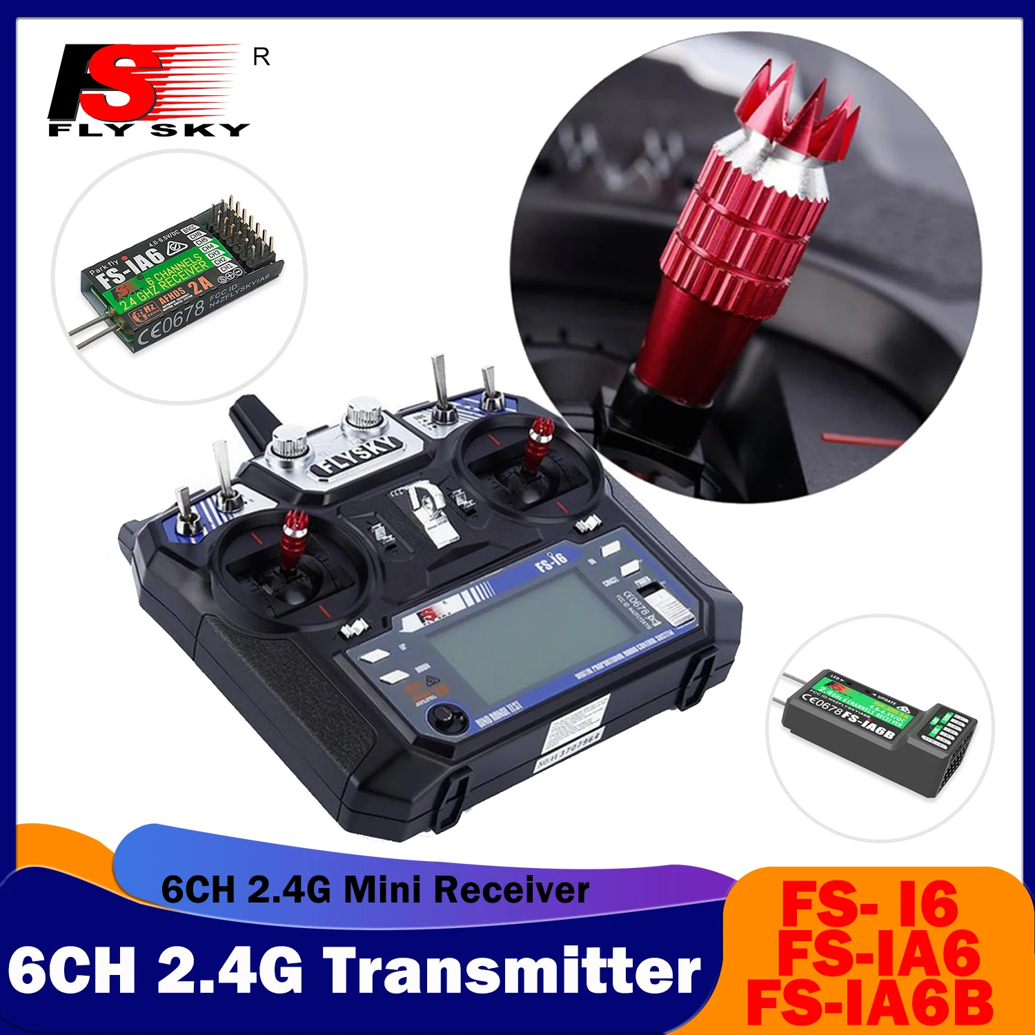 

FLYSKY FS- I6 6CH 2.4G Transmitter Remote Controller FS-iA6 FS-iA6B 6-channel Receiver for RC Model Helicopter Plane Quadcopter