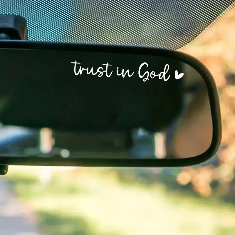 2pcs Trust in god car rearview Mirror Sticker Vehicles Window Decals Car Decoration Funny Car Decal Rear View Glass Accessories