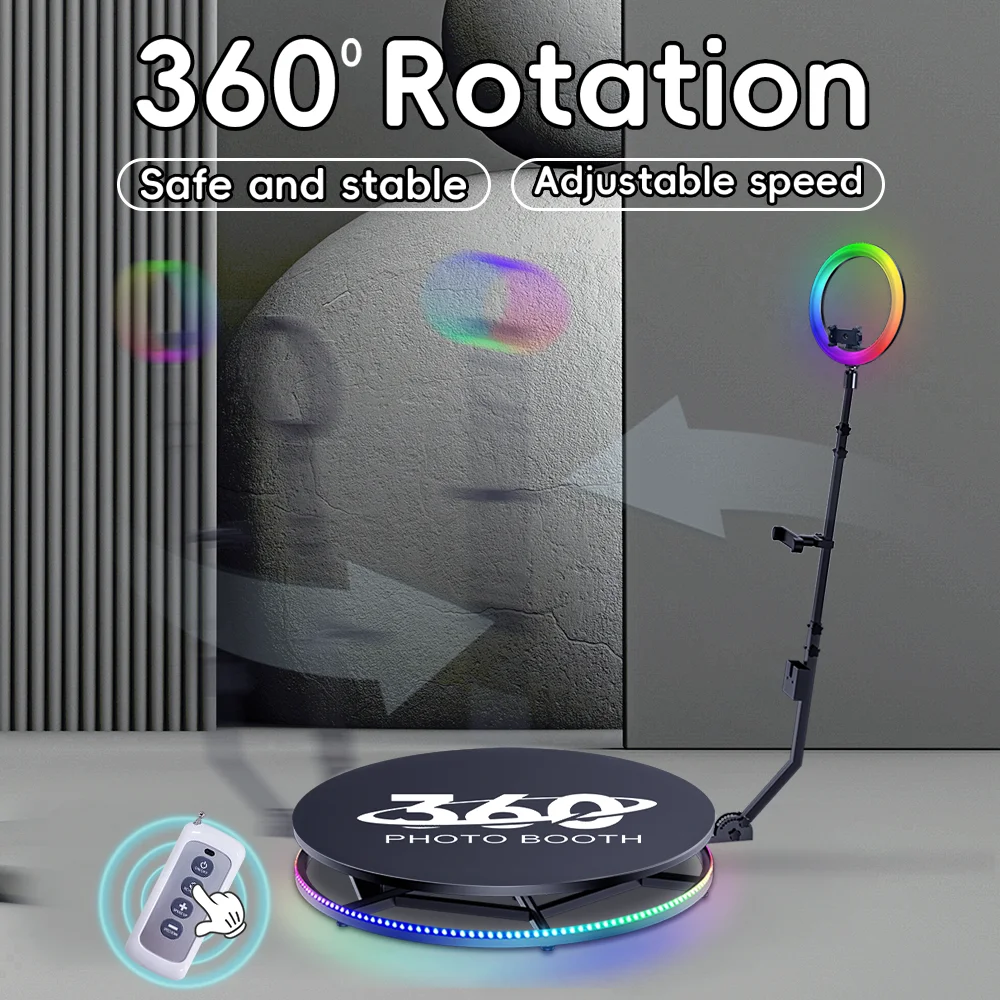 휴대용 360 사진 부스 자동 회전 셀카 비디오 360 카메라, 1-7PPL 웨딩 파티 이벤트 대여용 포토부스, 60-115cm
