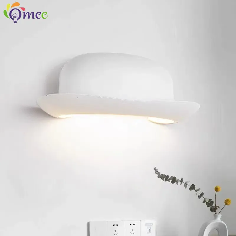 Nordic Art LED Wall Lamps For Bedside Study Hall Entrance Corridor Background Stairs Indoor Deco Lighting hats Lampshade Lights