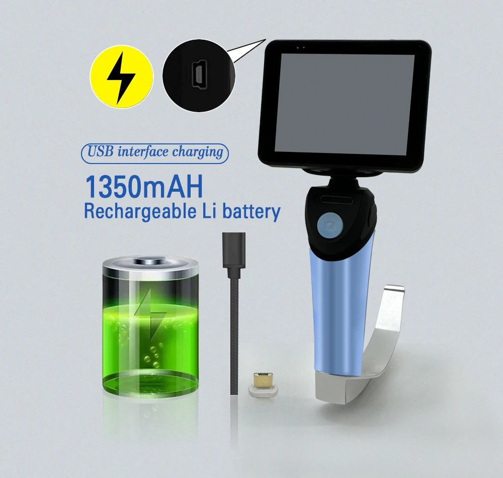 Video Laryngoscope Reusable Sterilizable Blades Color TFT LCD Digital Video Laryngoscope Optional for 6 Stainless Steel Blades