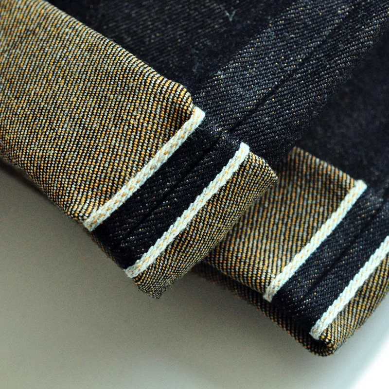Saaucezhan EX315XX-L3 Men Jeans Color Cotton and Linen  Selvedge Sanforized Raw Denim Jeans for Men Men taper Fit Button 16.5Oz 4