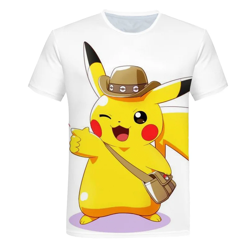 T-Shirts hot New Fashion Short-sleeved Anime pokemon 3D Floral Print T-shirt Summer Round Neck Casual Loose kids Size Shirt 4-14T vlone t shirt