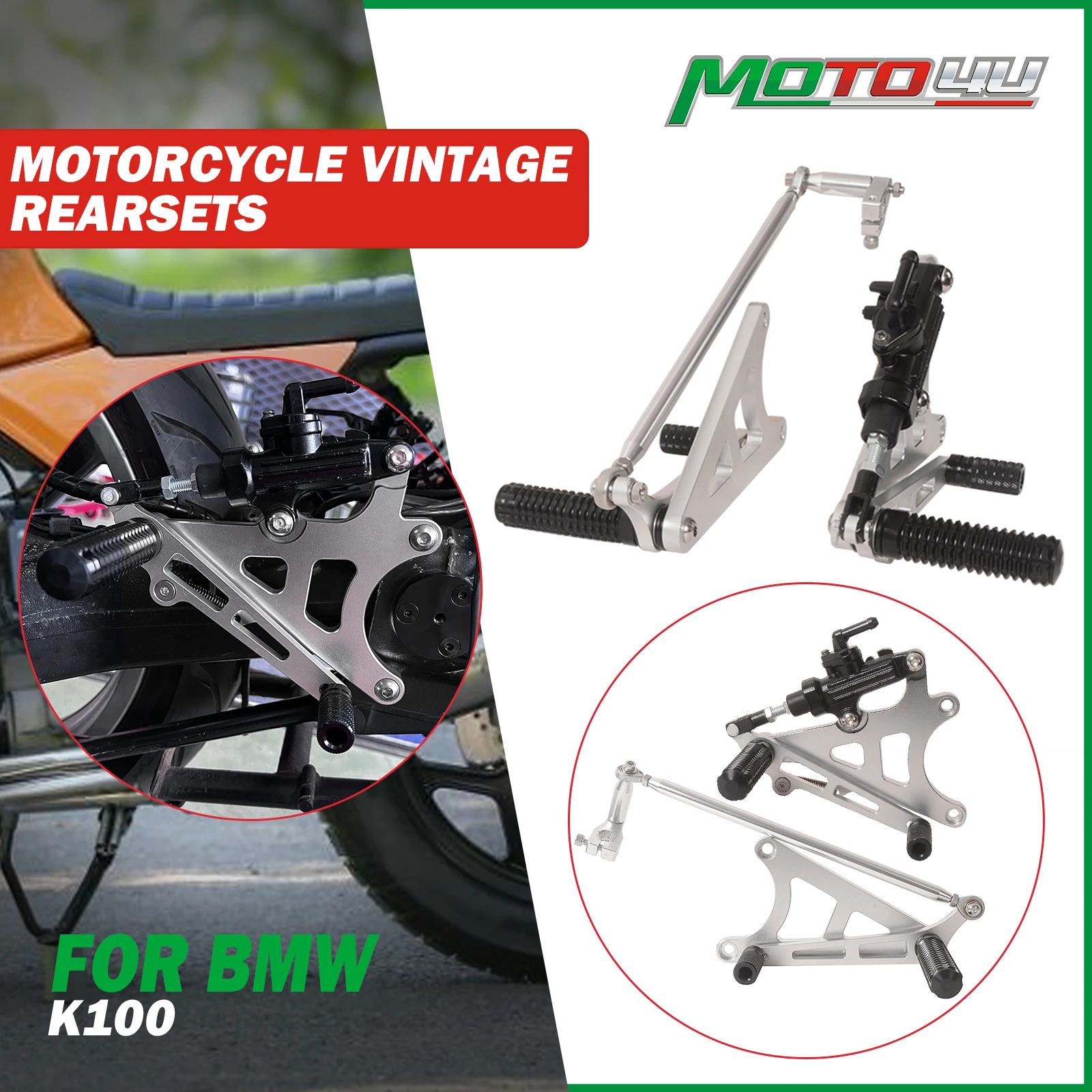 Bmw R100rs Parts Black Aluminum Rearset Footpeg Kit For BMW K100