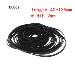 Assorted Flat Rubber Belts for Cassette Tape Machines and Recorders (2mm 100pcs)