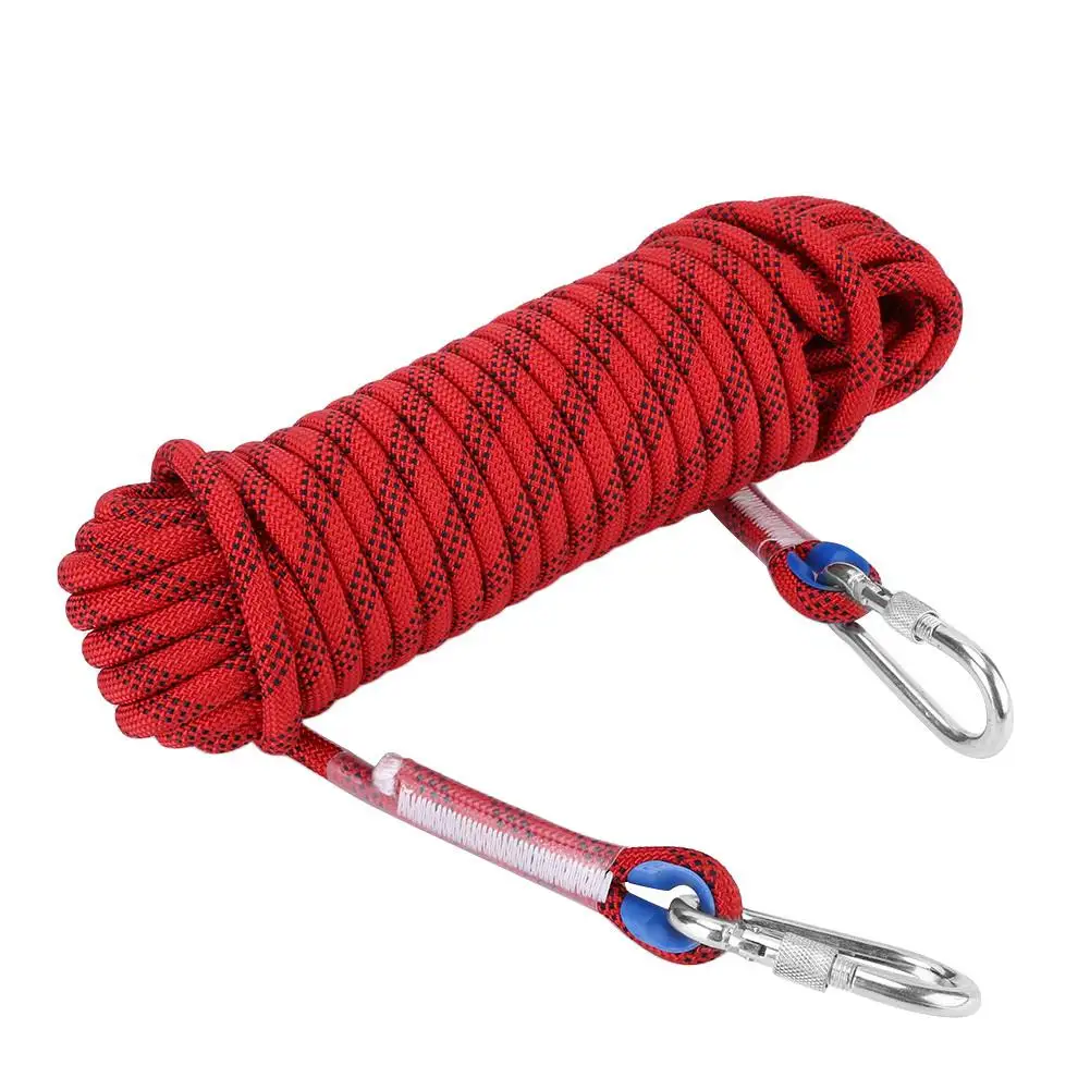 10/12mm Heavy Duty Climbing Rope for Hiking Rock Climbing & Parachuting with Carabiner