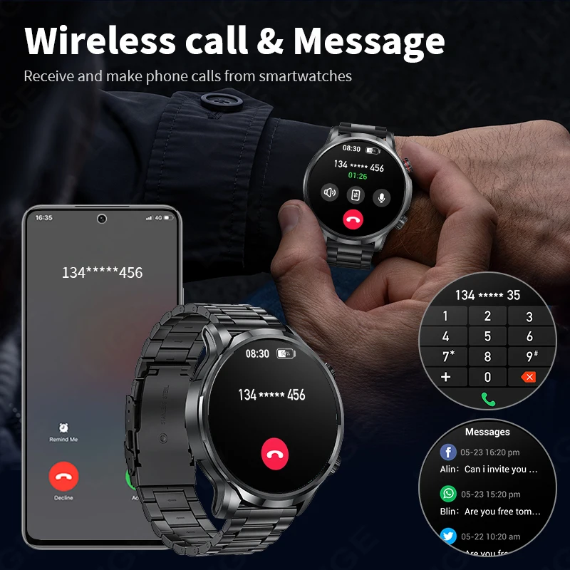 LIGE Smart Watch 1.95 inch Large Screen Bluetooth Calling Health Monitoring 500mAh Large Battery AI Voice Men Smartwatch EX100 2