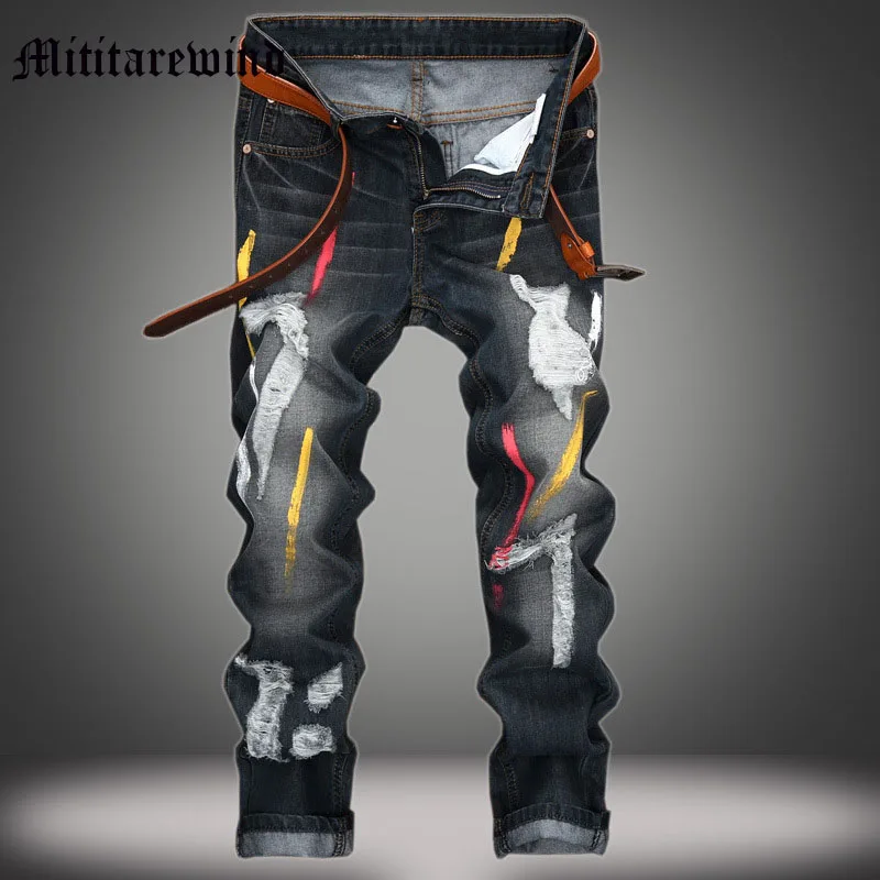 

Men 2023 Spring Pait Slim Pants Autumn Ripped Straight Vintage Retro Jeans Denim Hip Hop New Design Casual Classic Y2k Trousers