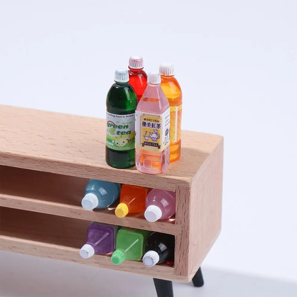 10 Styles Mini Drink Juice Bottles Dollhouse Miniatures Doll Food Kitchen Living Room Accessories ob11 Model Shooting Props