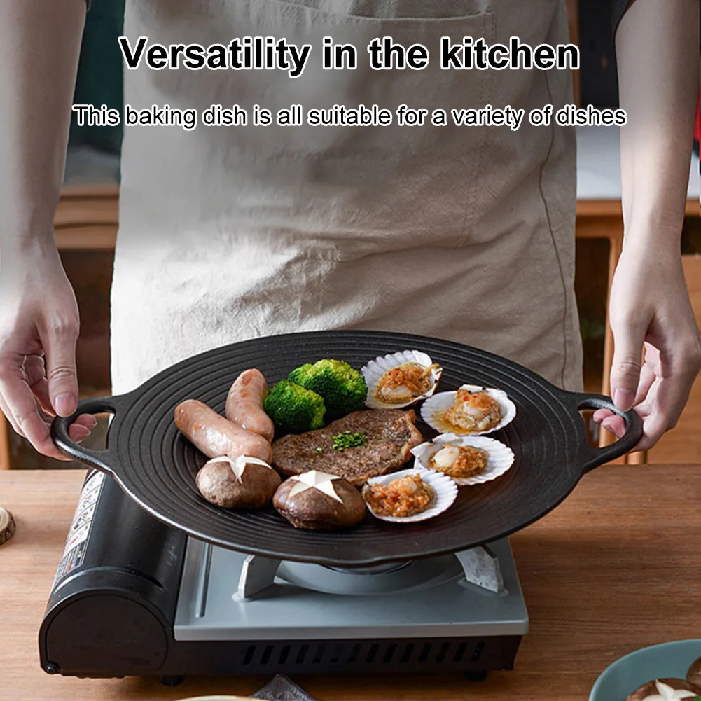 11.8/13.8/14.6 Inch Grill Pan with Handles Coating Frying Pan Non Stick Cast Iron Round Griddle for Indoor Or Outdoor Grilling
