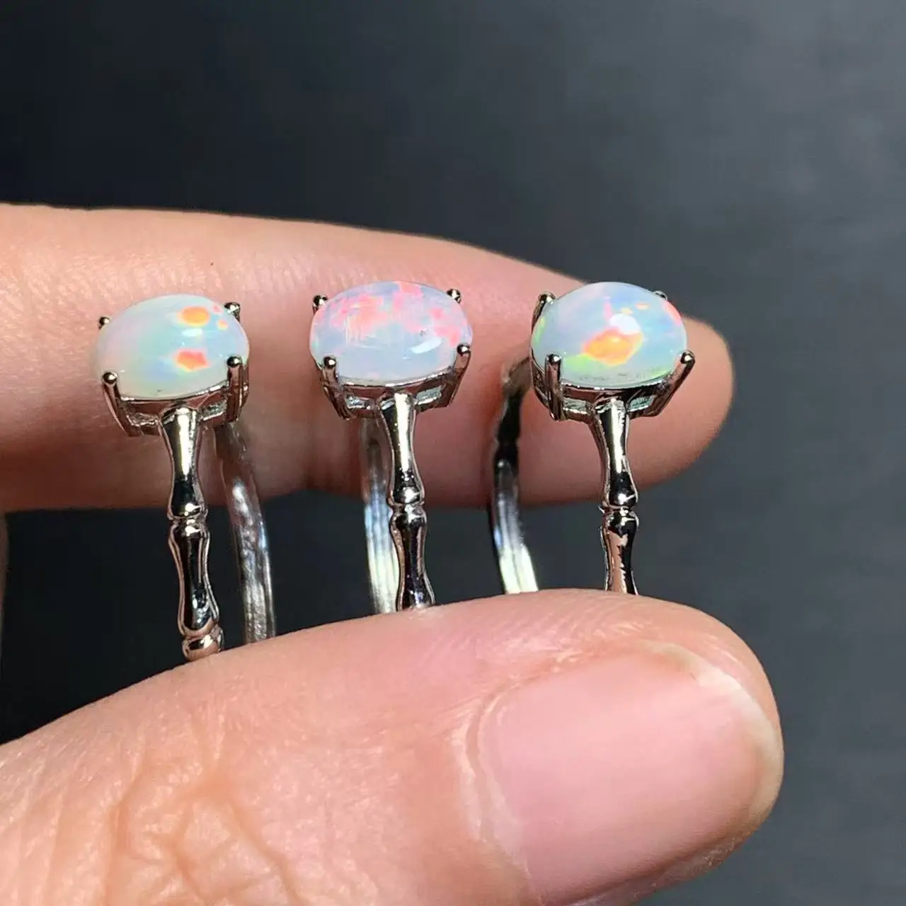 SIMPLE STYLE natural fire opal Australia white copper Female Ring Jewelry for Women Gift Wholesale Luxury Vintage Fine