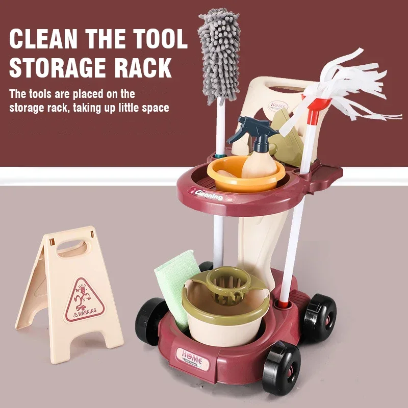Plastic Kids House Cleaning Tool Toy Set for Pretend Play