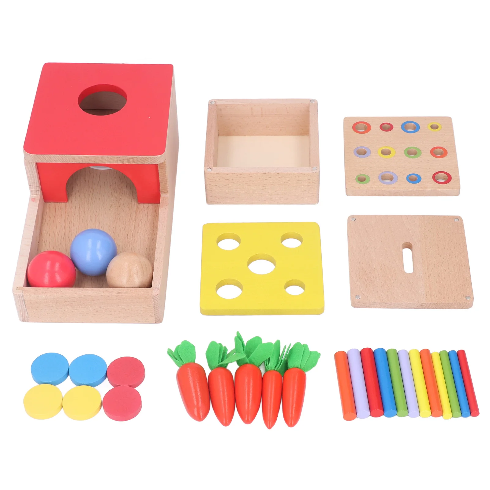 

4 in 1 Wooden Shape Color Sorting Toy Permanence Box Carrot Harvest Box Early Educational Cognitive Toy For Toddlers