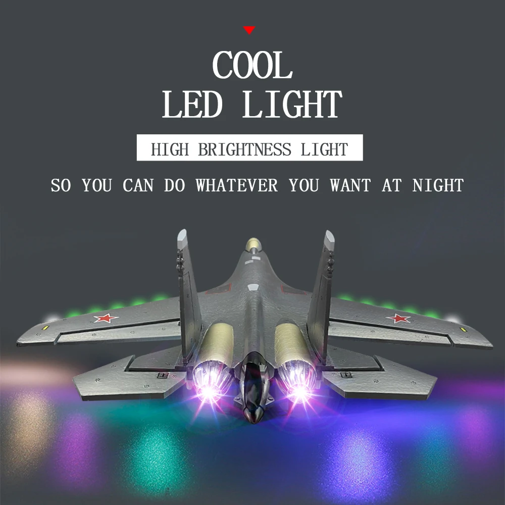 52.5CM SU-35 RC Plane 2.4G With LED Lights 6D Inverted Flight Stunts Big Aircraft Remote Control Glider Airplane EPP Foam Toys 3