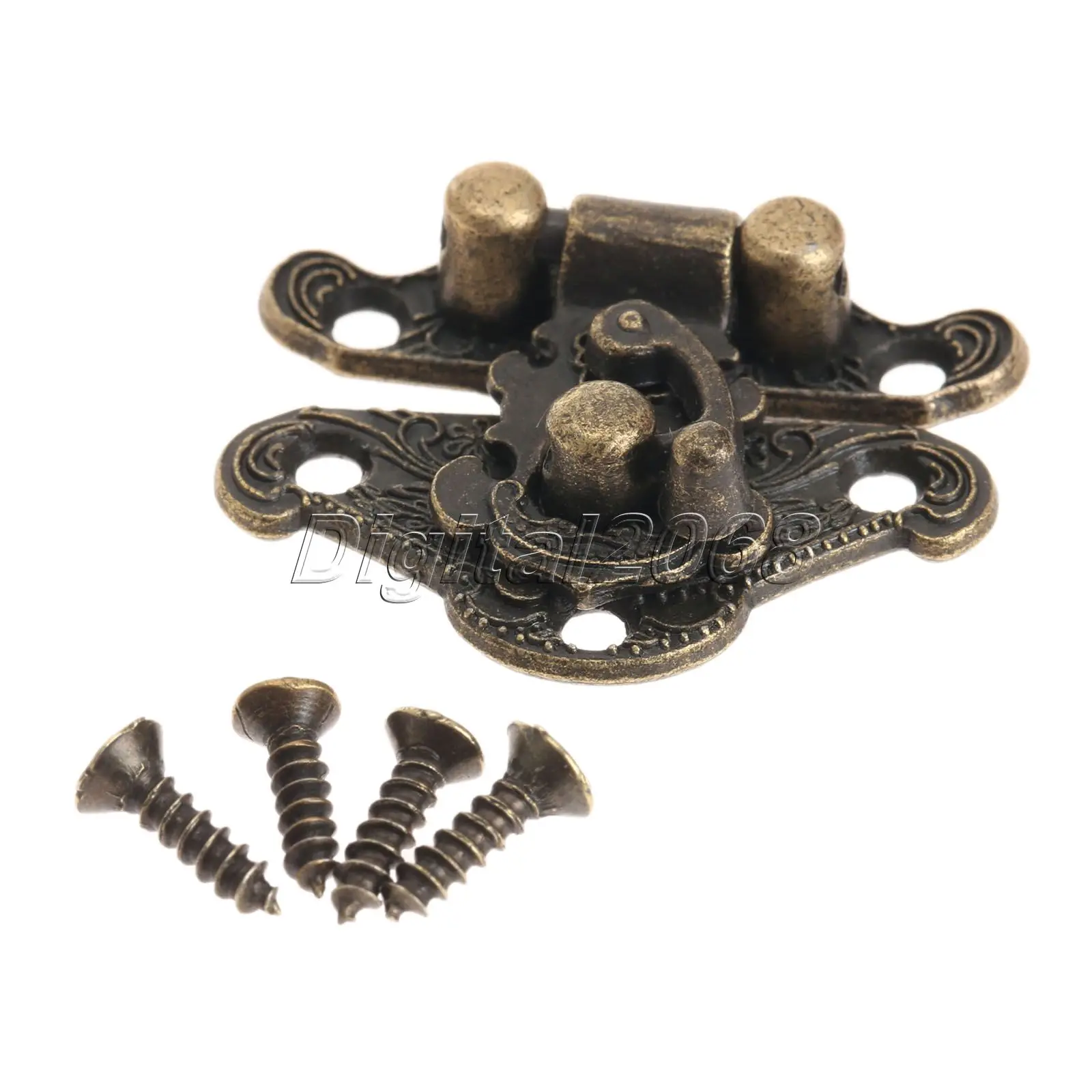 12Pcs Antique Bronze Latches Catches Hasps Clasp Catches Lock Decorative Jewelry Wine Wooden Box Case Hooks with screws 28x23mm