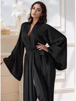 Floor Length Bridal Kimono Beige Silk Dressing Gown Long Satin Robe for Brides Bridesmaid Robes Handmade Lingerie Boudoir Kimono - Image 4