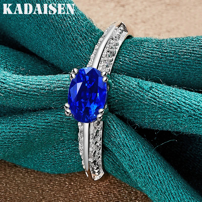 Elegant Blue Zircon and 925 Sterling Silver Ring for Women - Perfect for Weddings and Parties