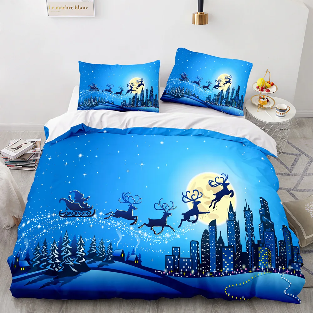 

Christmas Elk Gingerbread 3-piece Set Sanding Duvet Cover Sheet Duvet Cover 3 Seasons Three-piece Set 1.8 Bedding Dropship