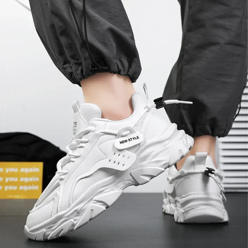 Men Sneakers Mesh Men Shoes PU Leather Platform Casual Sneakers Increased Vulcanized Shoes Light Running Shoes Tenis Masculino 5