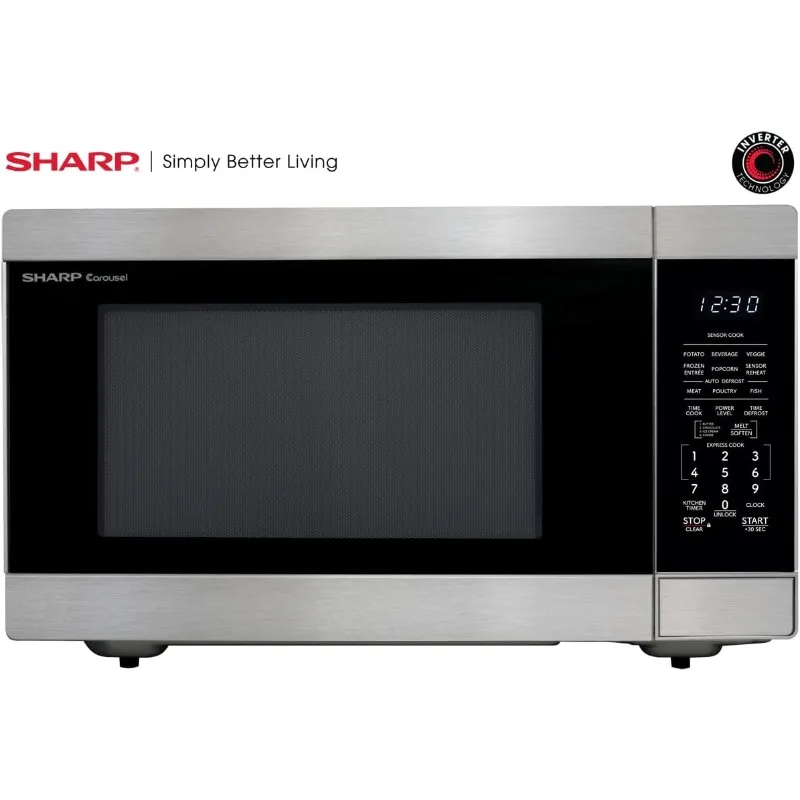 Microwave Oven with Removable 16.5" Turntable, Cubic Feet, 1200W Countertop Microwave, 2.2 Cubic Feet, Stainless Steel 2