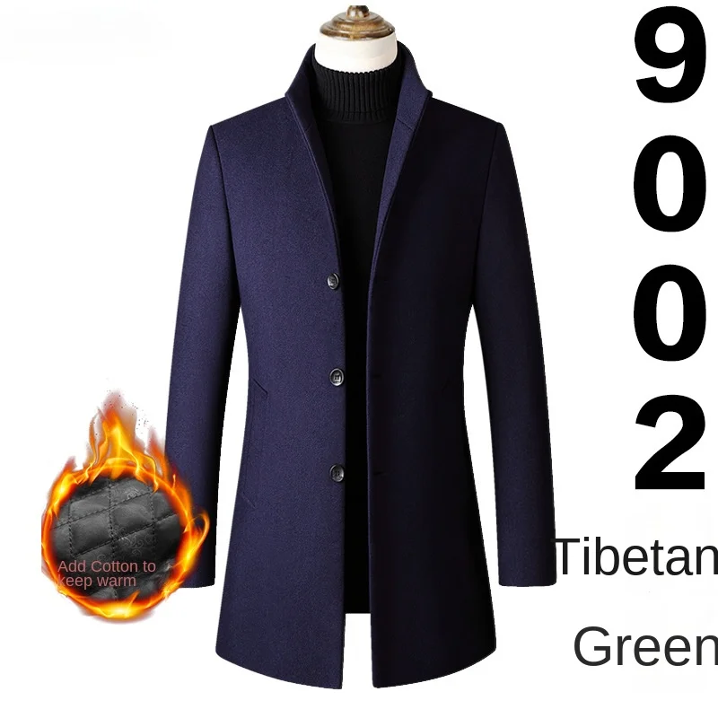 2023 European Medium length single breasted standing collar wool Chic X-Long Triple Breasted Trench Coat Men's Windbreaker