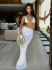 Summer New white Elegant Embroidered Hollow Beach Skirt Set Sexy Transparent Vest With Long Skirt Women's 2-piece Set 1