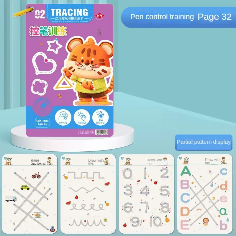 Criança caneta controle treinamento livro de trabalho bebê rastreamento mágico prática copybook reutilizável escrita desenho livros ilustrados educativos