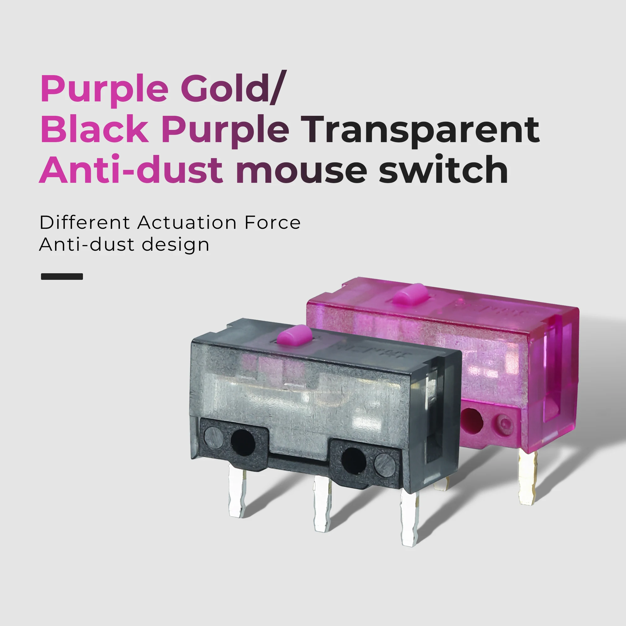 2PcsHCNHKMouseMicroSwitch3pinPurpleGoldPinkDot150million