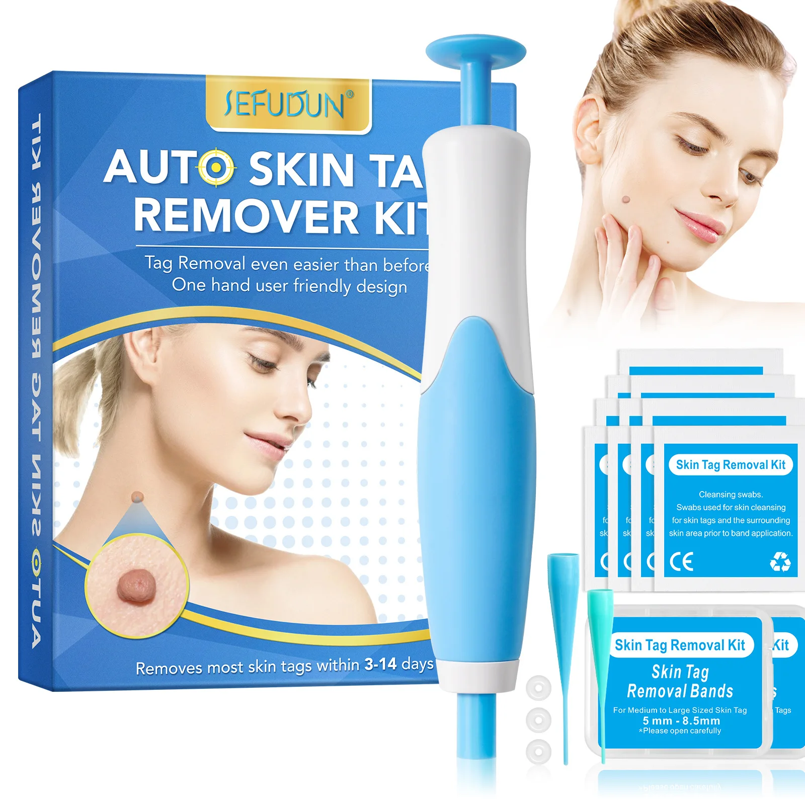 Kit de herramientas de eliminación de etiquetas de piel automática 2 en 1, etiqueta de piel indolora, pluma de eliminación de verrugas y acné con hisopos de limpieza, herramienta para el cuidado de la piel Facial - AliExpress 
