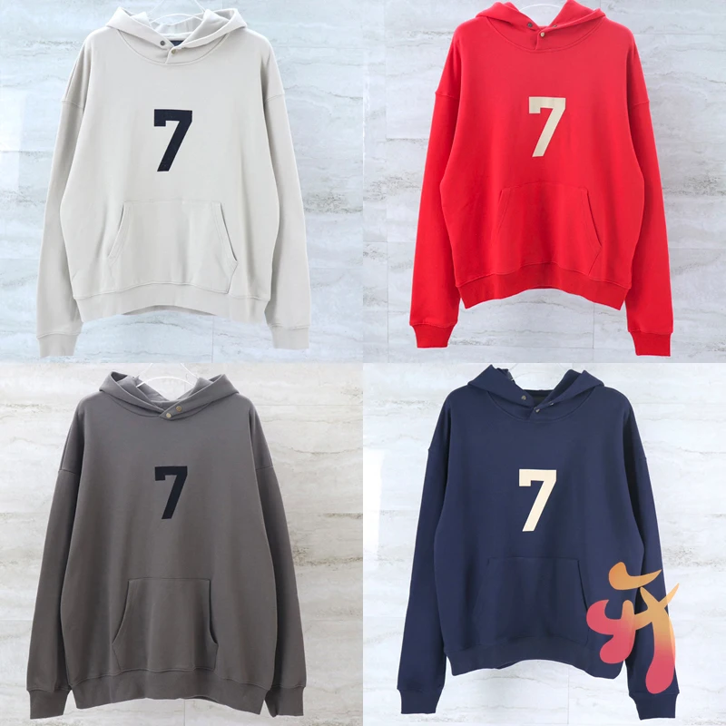 

23ss Fall Winter Fashion New Essentials Pullover Men Women Simple NO.7 Flocking Print Loose Hoodie FOG Cotton Hoody Sweatshirts