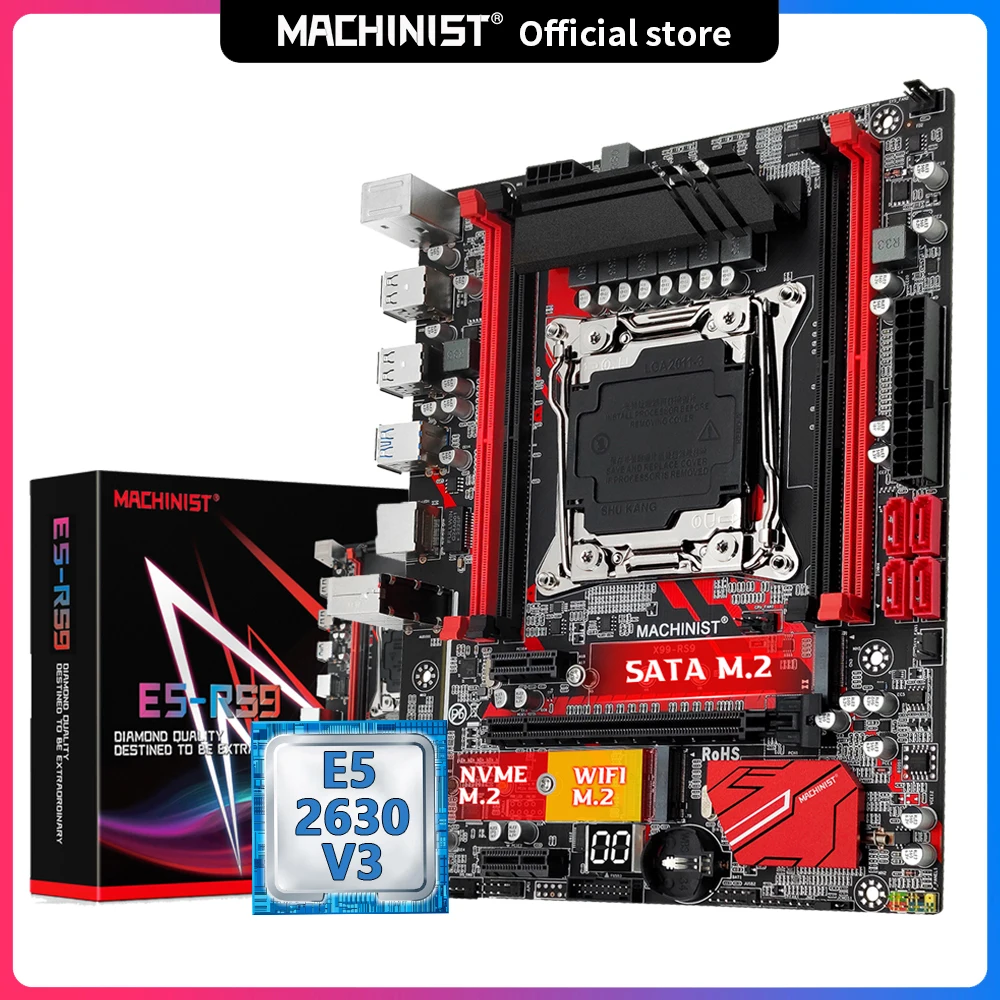 Machinsit X99 Moederbord Combo Met Xeon E5 2630 V3 Cpu 16Gb DDR4 2133 Ram Geheugen Lga 2011 3 processo Set Kit X99 RS9|Motherboards| - AliExpress