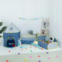 3 in 1 Portable Rocket Children's Tent Toys Camping Tent Kids Ball Pool  for Children Play House Crawling Tunnel Pop-up Tent 1