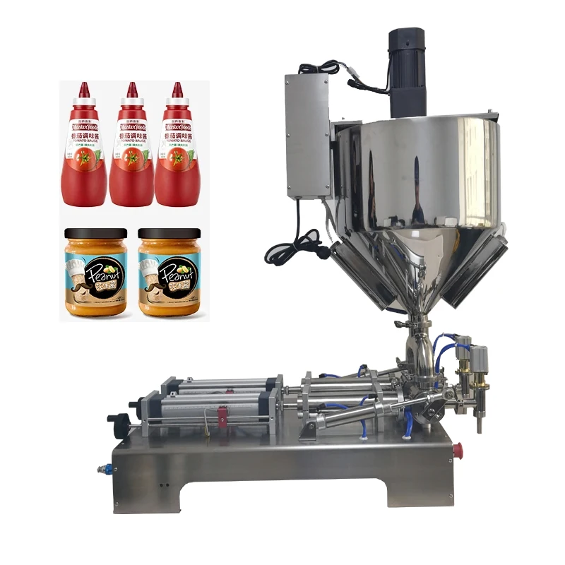 

Double Nozzle Paste Filling Machine 5-5000ml Quantitative Heating Stirring Type Filling Machine Honey Jam Sauce Cosmetic Filler