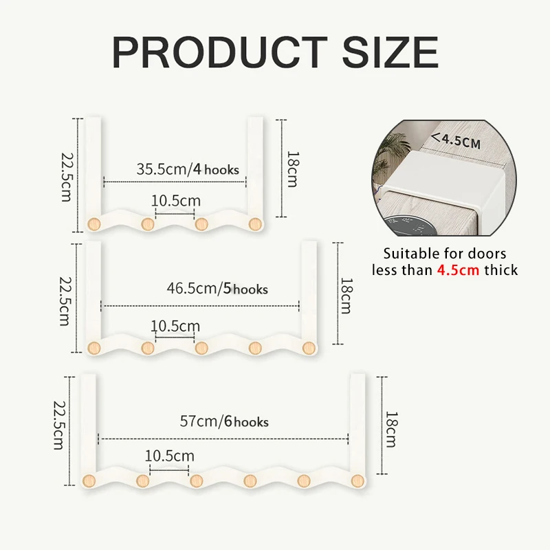 Wave Shape Hook Behind The Door No Punching Required Iron Raw Wood