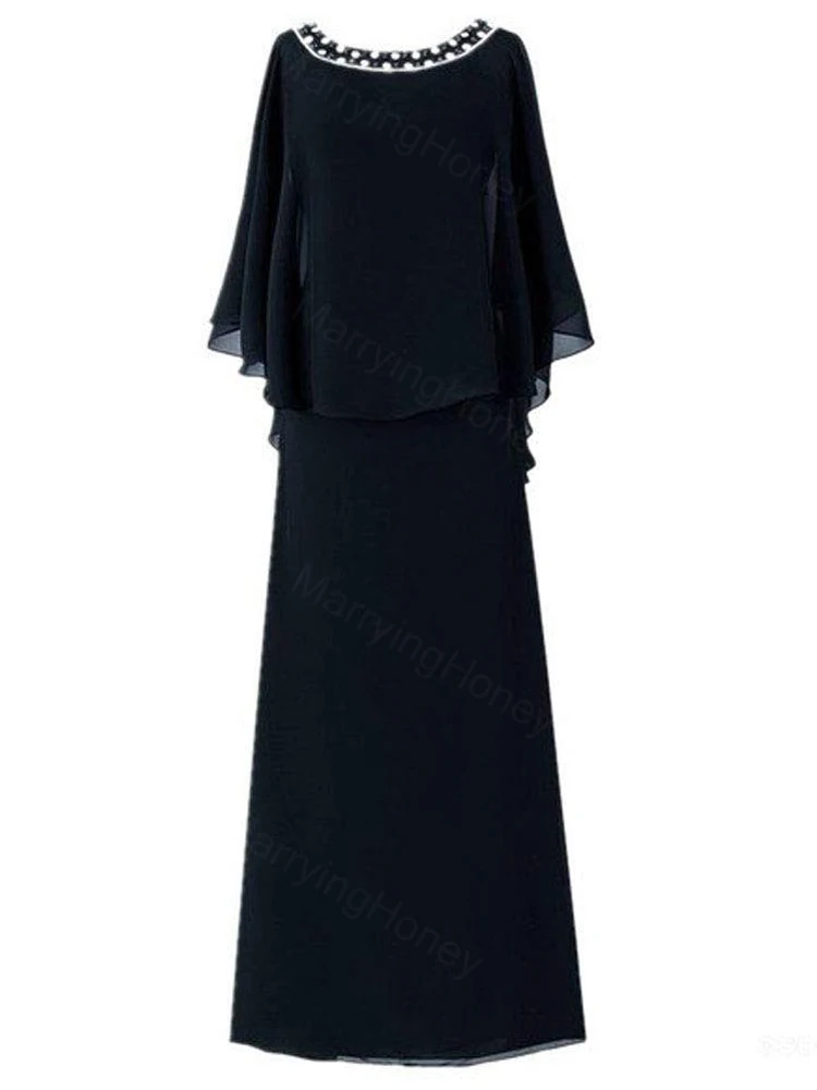 

Chiffon Long Mother of The Bride Groom Wedding Dress with Beading A Line Formal Evening Prom Gowns for Women MH876