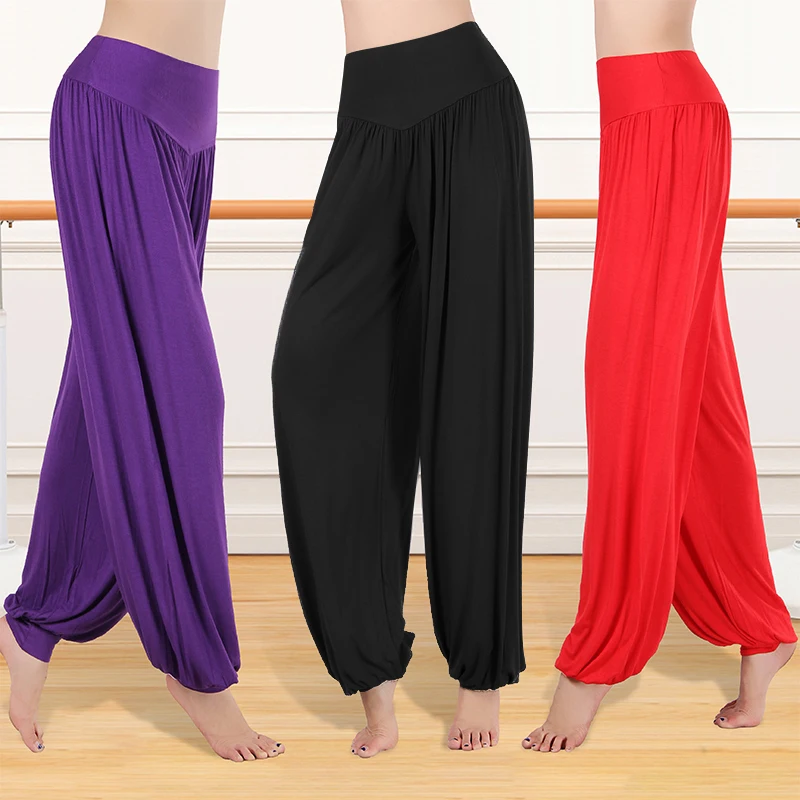 

Square dance lantern pants Modal training pants Women Loose dance pants Red shuffle dance autumn