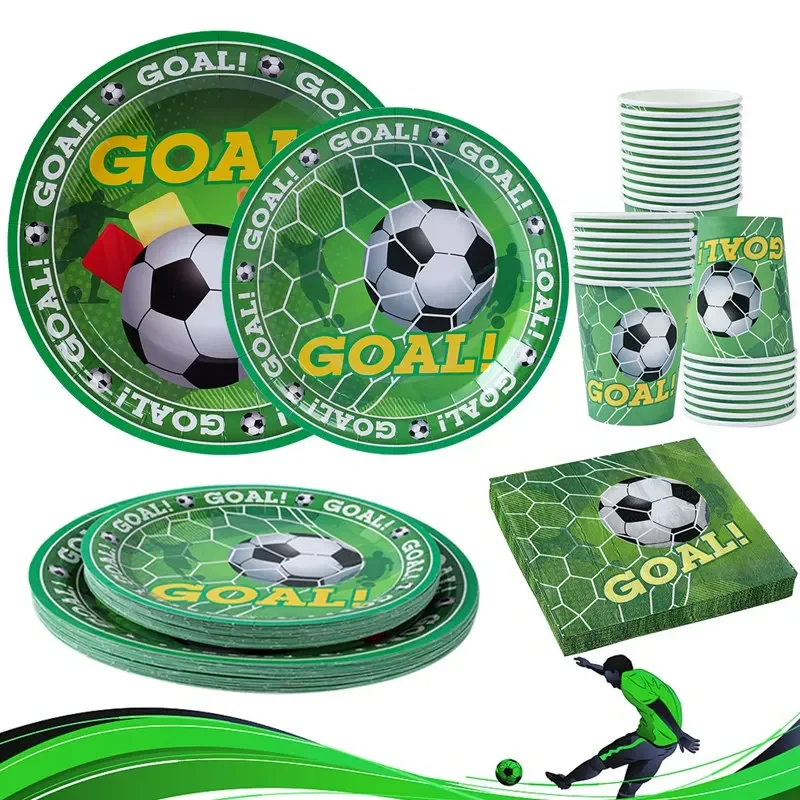 Description Picture 2 of itemFootball Theme Disposable Tableware Set Sport Boy Birthday Party Baby Shower Cake Decor Supplies Soccer Pattern Cup Plate
