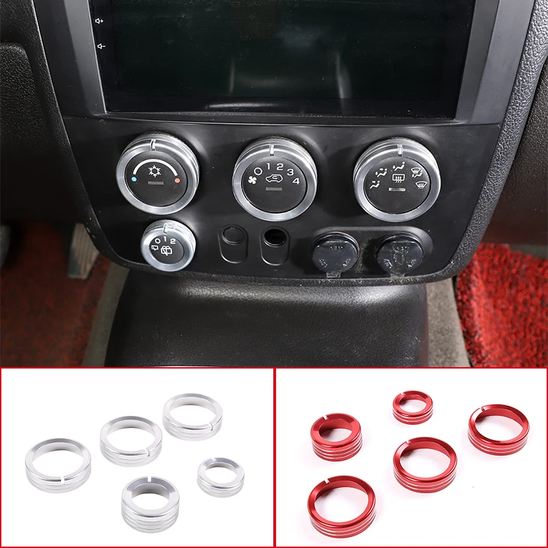 

5pcs Car Center Console Switch Button Trim Air Conditioner Control Knob Cover Ring Case For Hummer H3 2005-2009 Auto Accessories
