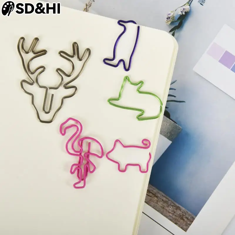 

10pcs Cute Animal Cat Mini Paper Clips Kawaii Stationery Metal Clear Binder Clips Photos Tickets Notes Letter Bookmark Clips