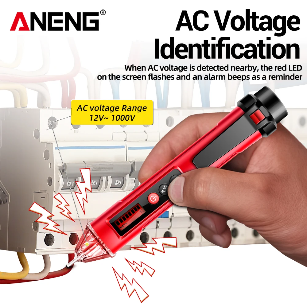 ANENG VC1010 비접촉식 전압 테스터 펜 12-1000V AC 디지털 전압 감지기 제로/파이어 라인 센서 테스트 펜슬 전기 도구