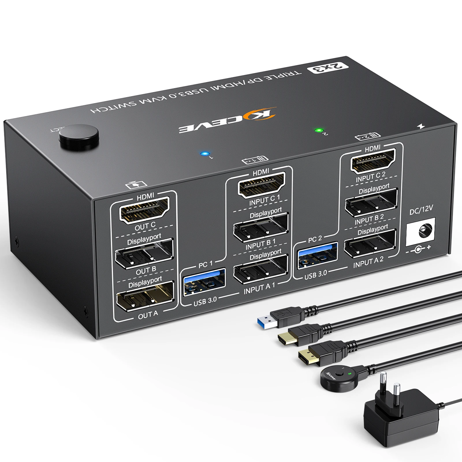 2 HDMI + DisplayPort USB 3.0 KVMスイッチ Amazon.com: Terived 2 Port DP USB 3.0 Automatic KVM Switch