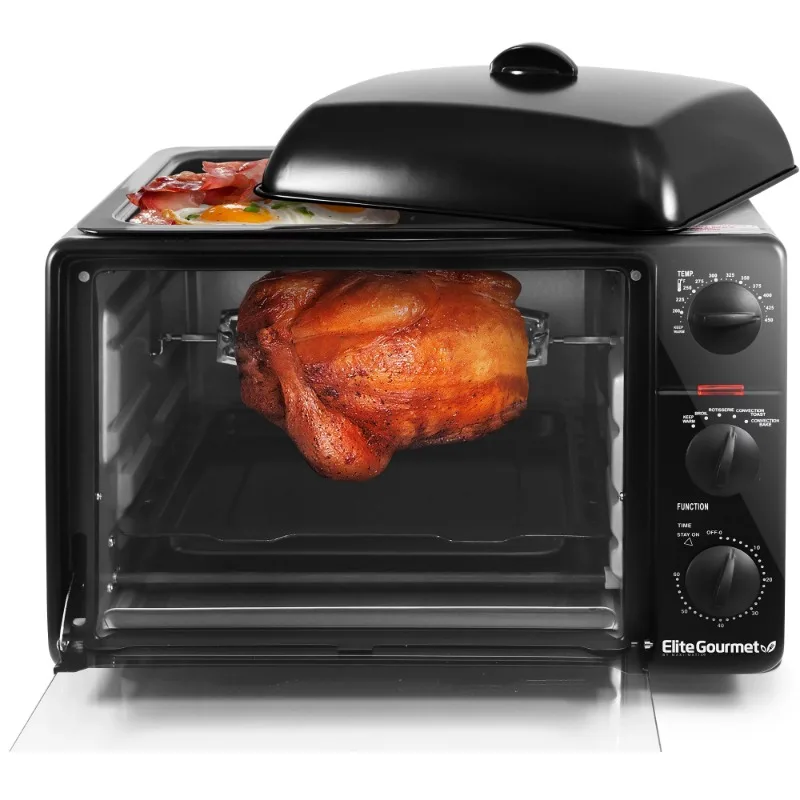 

0.8Cu. Ft. Multi-function Toaster Oven with Rotisserie, Convection & Grill/Griddle Oven Top